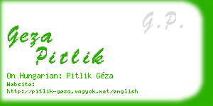 geza pitlik business card